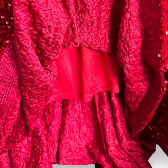 Faeriesty Red Sequin Velour Floor Length Mermaid One Shoulder Gown Women's M/L - Picture 9 of 13